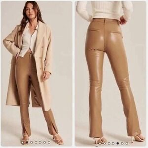 Abercrombie & Fitch Vegan Leather Ultra High Rise Skinny Split Hem Pants  27/4